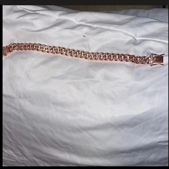 CUBAN LINK ICED OUT ROSE GOLD DOG CHAIN SIZE MEDIUM SPOIL YOUR PUP! 14”LONG - Picture 6 of 11